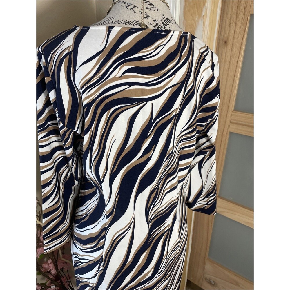 Boston Proper Beyond Travel Zebra Print Dress Womens M Stretch Knit Midi - Picture 5 of 9